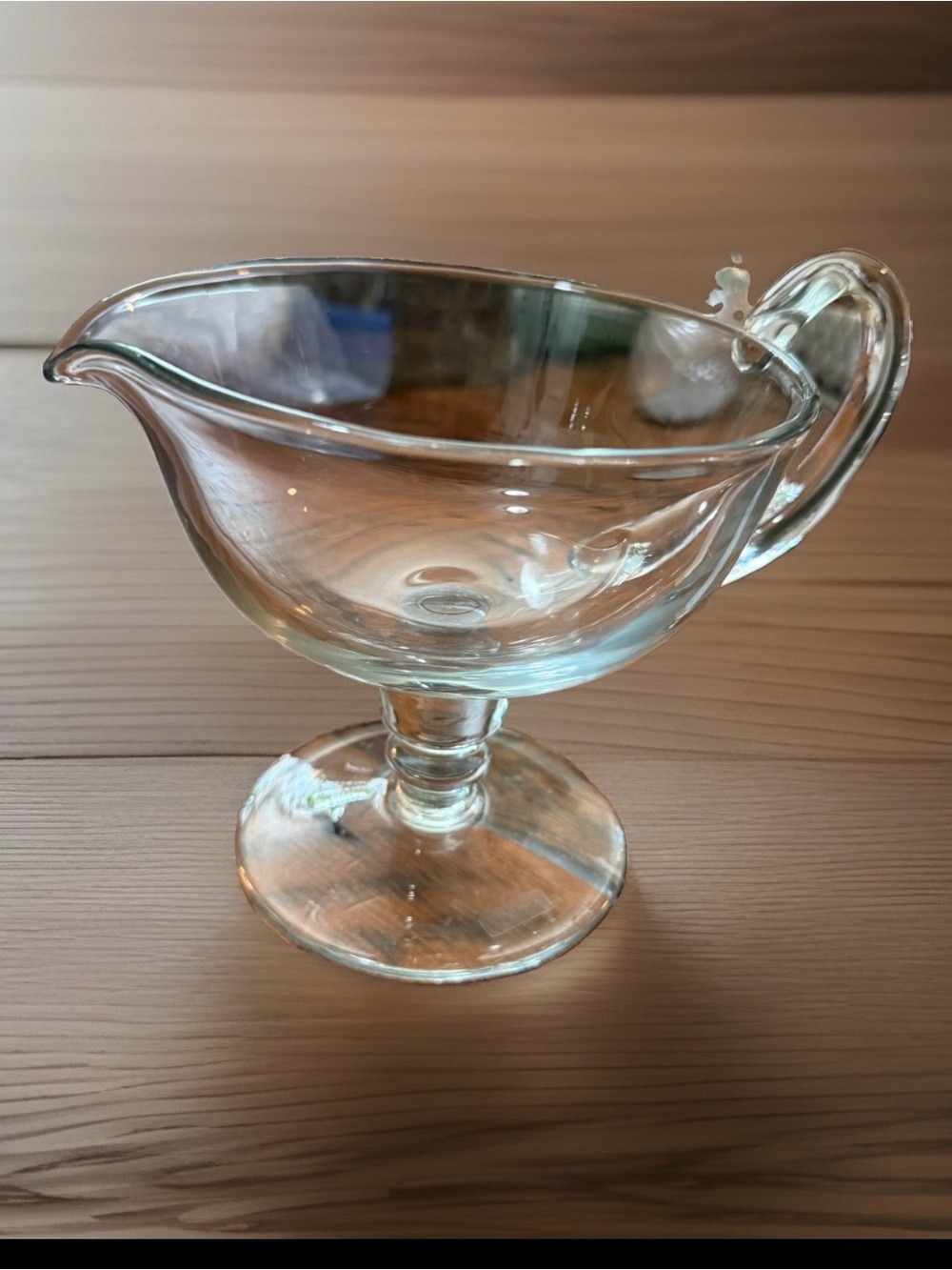 Clear Glass Gravy Boat with Pedestal Base
